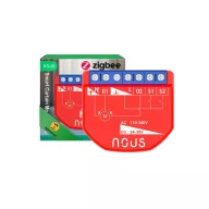   Nous B4Z – relé modul, 2 áramkörös, redőny és motoros függöny vezérlő, fogyasztásmérős, kapcsolóbemenettel, Tuya Zigbee