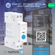   Nous D1T – relé modul, DIN-sínes, 16A, fogyasztásmérős, Tuya Wi-Fi, Tasmota firmware, Matter