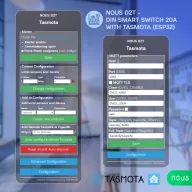   Nous D2T – relé modul, DIN-sínes, 20A, fogyasztásmérős, Tuya Wi-Fi, Tasmota firmware, Matter
