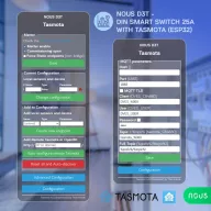   Nous D3T – relé modul, DIN-sínes, 25A, fogyasztásmérős, Tuya Wi-Fi, Tasmota firmware, Matter