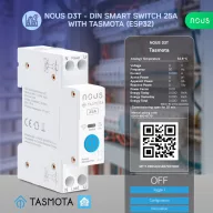   Nous D3T – relé modul, DIN-sínes, 25A, fogyasztásmérős, Tuya Wi-Fi, Tasmota firmware, Matter