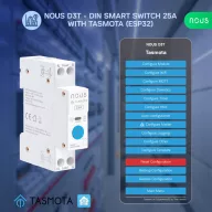   Nous D3T – relé modul, DIN-sínes, 25A, fogyasztásmérős, Tuya Wi-Fi, Tasmota firmware, Matter