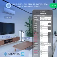   Nous D3T – relé modul, DIN-sínes, 25A, fogyasztásmérős, Tuya Wi-Fi, Tasmota firmware, Matter
