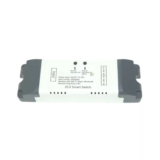 SmartWise 5V-32V – okos relé modul, 2 áramkörös, AC/DC, NO/NC, Wi-Fi, Bluetooth, védőtokban