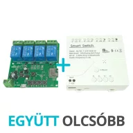   SmartWise 5V-32V AC/DC négy áramkörös, Wi-Fi+Bluetooth NO/NC okosrelé, védőtokban