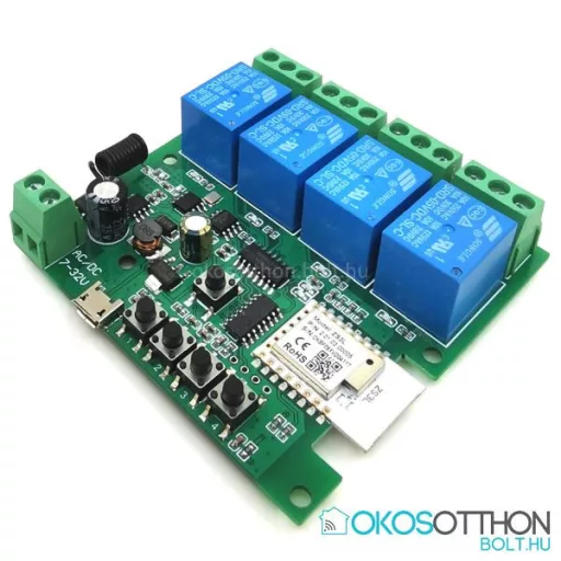SmartWise 5V-32V – okos relé modul, 4 áramkörös, AC/DC, NO/NC, Zigbee, RF 433 MHz