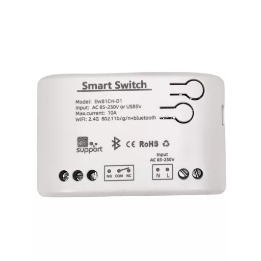 SmartWise 85V-250V – okos relé modul, 1 áramkörös, AC, NO/NC, Wi-Fi, Bluetooth, védőtokban
