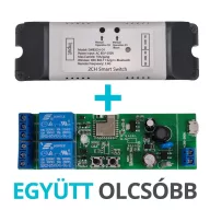   SmartWise 85V-250V – okos relé modul, 2 áramkörös, AC, NO/NC, Wi-Fi, Bluetooth, védőtokban