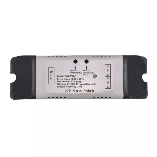 SmartWise 85V-250V – okos relé modul, 2 áramkörös, AC, NO/NC, Wi-Fi, Bluetooth, védőtokban
