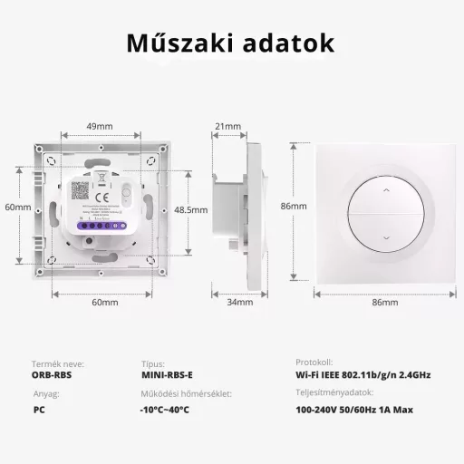 Sonoff Fusion Orb-RBS – redőnykapcsoló, Wi-Fi, Matter, fehér (MINI-RBS-E)