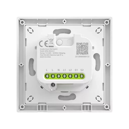 Sonoff Orb-ZBW2 Wall Switch – kapcsoló + relé modul, 2 áramkörös, Zigbee, fehér (MINI-ZB2GS-E)
