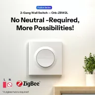   Sonoff Orb-ZBW2L Wall Switch – kapcsoló + relé modul, 2 áramkörös, csak fázis, Zigbee, fehér (MINI-ZB2GS-L-E)