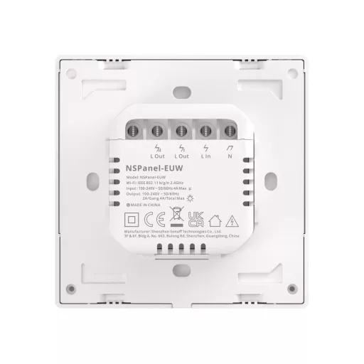 Sonoff NSPanel – vezérlőpanel, érintőképernyős, 2 gombos villanykapcsoló, termosztát funkcióval, Wi-Fi, fehér (NSPanel-EUW)