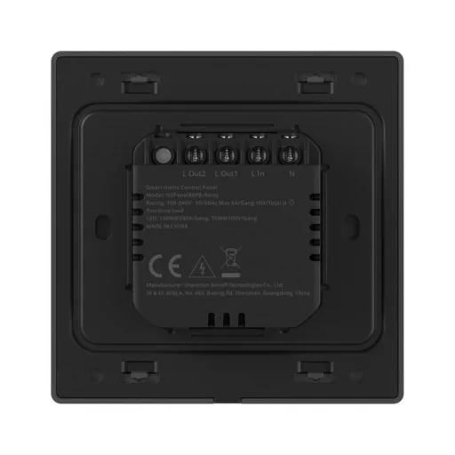 Sonoff NSPanel Pro Gen2 – vezérlőpanel, 2 áramkörös, kapcsolóval, Wi-Fi, Zigbee, Matter, Bluetooth, fekete (NSPanel86PB-Relay)