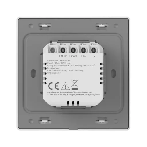 Sonoff NSPanel Pro Gen2 – vezérlőpanel, 2 áramkörös, kapcsolóval, Wi-Fi, Zigbee, Matter, Bluetooth, fehér (NSPanel86PW-Relay)