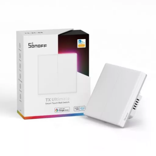 Sonoff TX Ultimate T52C – villanykapcsoló, 2 gombos, érintős, Wi-Fi, eWeLink-Remote, fehér (T5-2C-86)