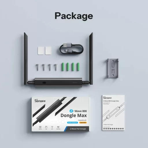 Sonoff Z-Wave 800 PoE Dongle Max – Z-Wave LR hálózati adapter, Wi-Fi, PoE, USB, szürke (Dongle-MZG23)
