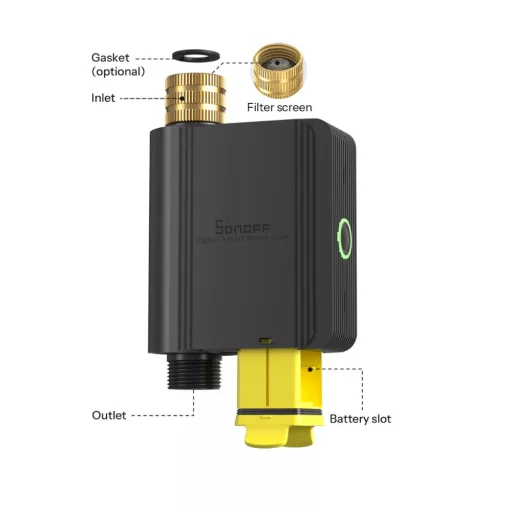 Sonoff Hydro ONE Lite – okos vízszelep, áramlásmérő nélkül, Zigbee, fekete (SWV-ZNE)