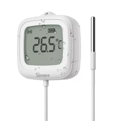 Sonoff SNZB-02LD – hőmérő, kültéri, LCD kijelzős, érzékelőszondás, IP65, Zigbee