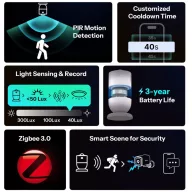   Sonoff SenseGuard Motion Gen2 – okos PIR mozgás és megvilágítottság (lux) érzékelő, Zigbee, fehér (SNZB-03PR2)