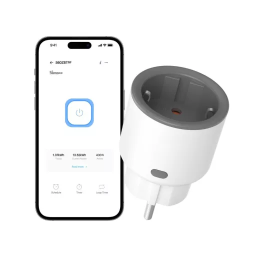 Sonoff iPlug S60 – okos konnektor, fogyasztásmérős, EU verzió, Zigbee (S60ZBTPF)