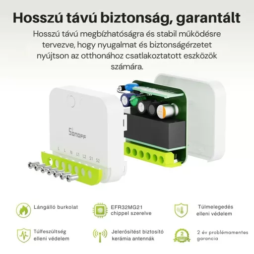 Sonoff MINI DUO Smart Switch – relé modul, 2 áramkörös, fázis+nulla, Zigbee (MINI-ZB2GS)