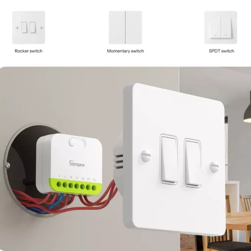 Sonoff MINI DUO Smart Switch – relé modul, 2 áramkörös, fázis+nulla, Zigbee (MINI-ZB2GS)