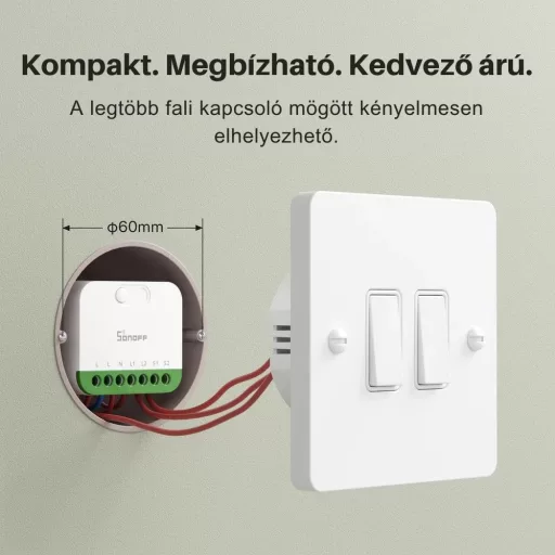 Sonoff MINI DUO Smart Switch – relé modul, 2 áramkörös, Wi-Fi, Matter (MINI-2GS)
