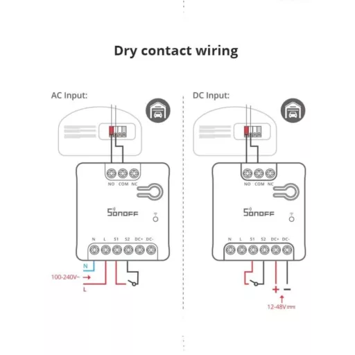 Sonoff MINI-D Dry Switch – relé modul, feszültségmentes kimenettel, Wi-Fi, eWeLink-Remote, Matter (MINI-D)
